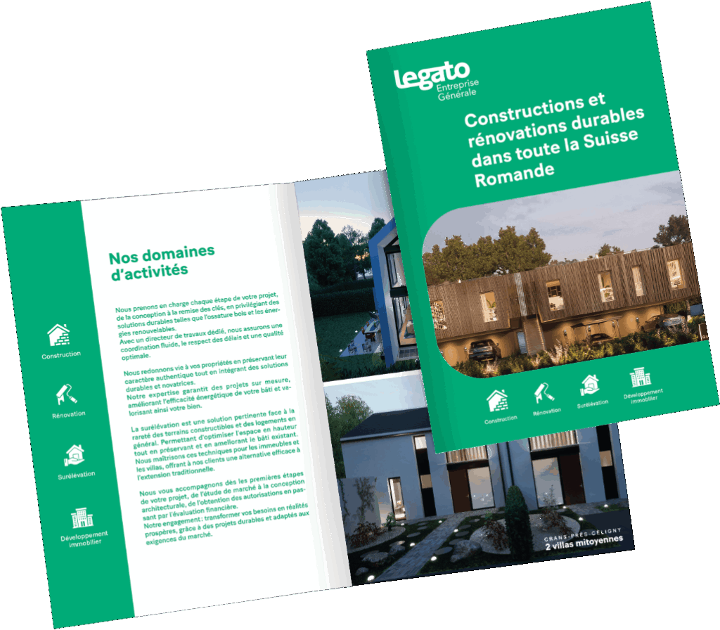 Brochure de présentation de LEGATO EG – entreprise générale de construction en Suisse romande